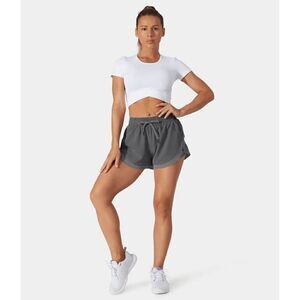 Halara Drawstring‎ Contrast Flowy Mesh 2-in-1 Shorts Grey Size XS